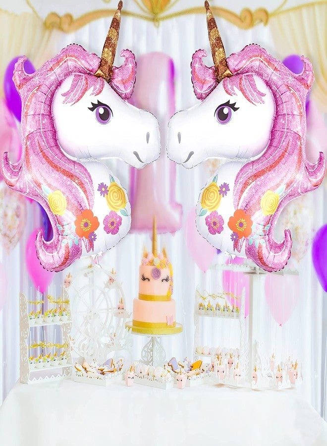 AMFIN® (Pack of 2) Unicorn Head Shaped Foil Balloons, Unicorn Face Birthday Decorations, Unicorn Theme Birthday Decorations, Happy Birthday Foil Balloon, Theme Decoration Unicorn - Image 3
